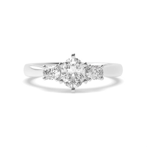 6 Prong Oval Unique Lab Grown Trilogy Diamond Rings