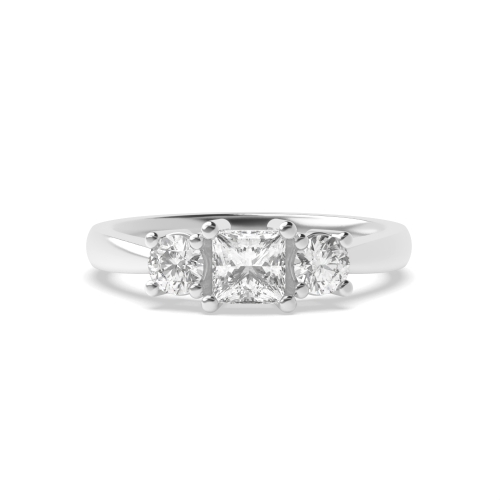 4 Prong Princess/Round Multishape triad Lab Grown Diamond Trilogy Engagement Rings