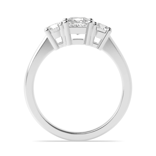 4 Prong Princess/Round Multishape triad Lab Grown Diamond Trilogy Engagement Rings