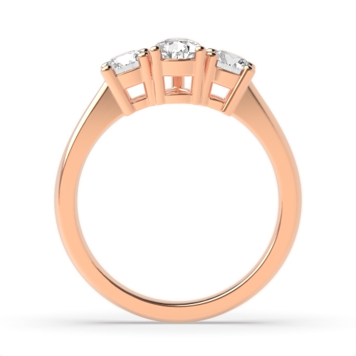 3 Prong Round/Pear Rose Gold Symphony triad Trilogy Engagement Rings