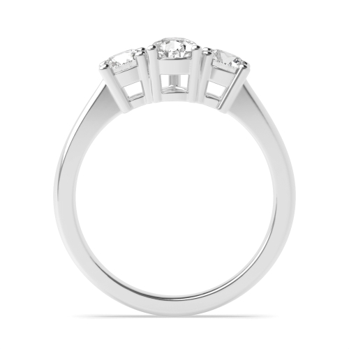 3 Prong Round/Pear Symphony triad Lab Grown Diamond Trilogy Engagement Rings