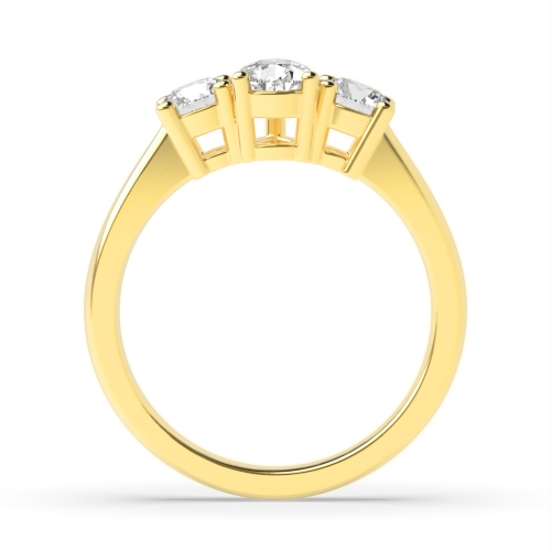 3 Prong Round/Pear Yellow Gold Symphony triad Trilogy Engagement Rings