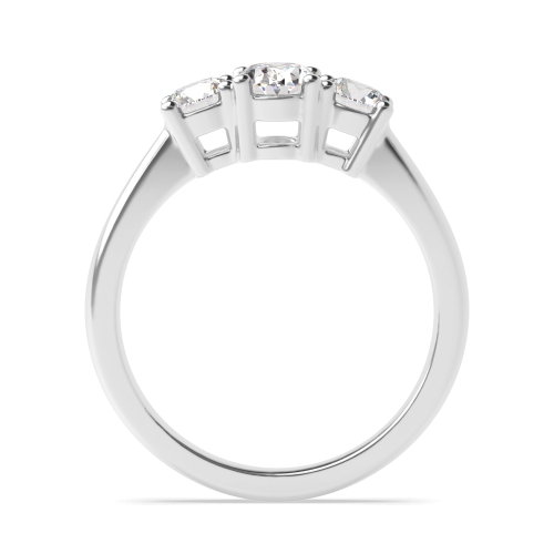 4 Prong Oval/Round Triad multishape Lab Grown Diamond Trilogy Engagement Rings