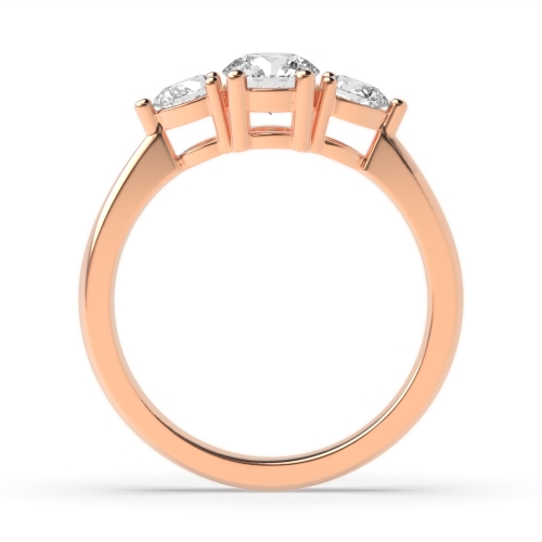 4 Prong Round/Pear Rose Gold Harmony triad Trilogy Engagement Rings