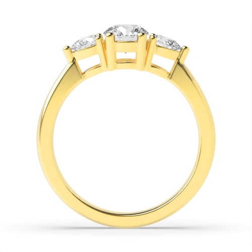 4 Prong Round/Pear Yellow Gold Harmony triad Trilogy Engagement Rings