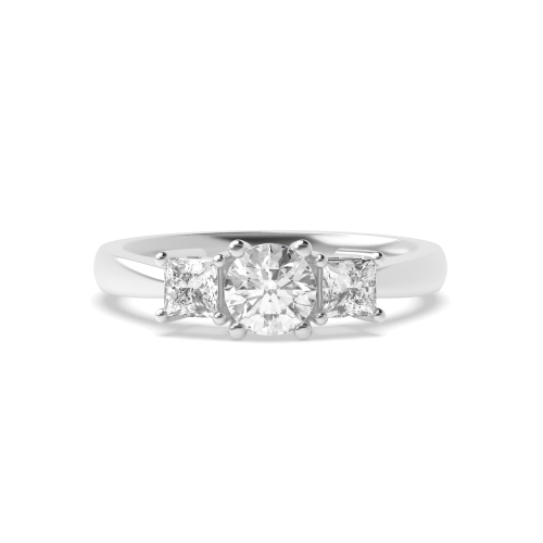 4 Prong Princess/Round Midset triad Trilogy Engagement Rings