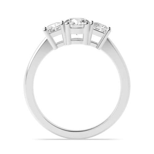 4 Prong Princess/Round Midset triad Trilogy Engagement Rings