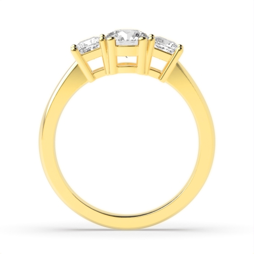 4 Prong Princess/Round Yellow Gold Midset triad Trilogy Engagement Rings