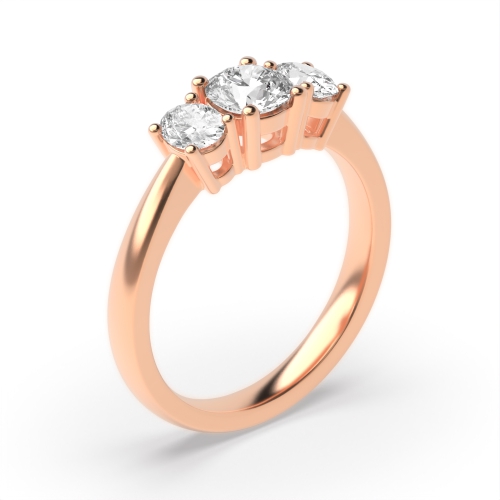 4 Prong Oval/Round Rose Gold Royale triad Trilogy Engagement Rings