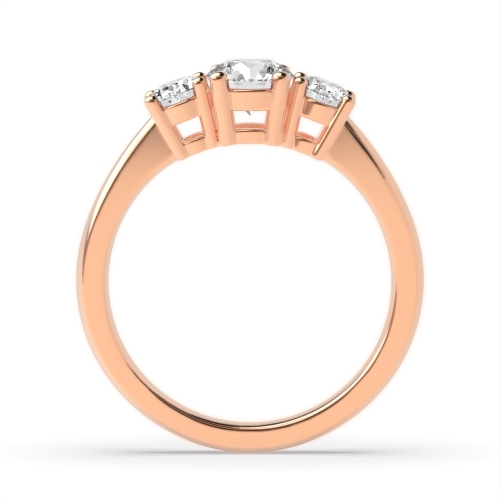 4 Prong Oval/Round Rose Gold Royale triad Trilogy Engagement Rings