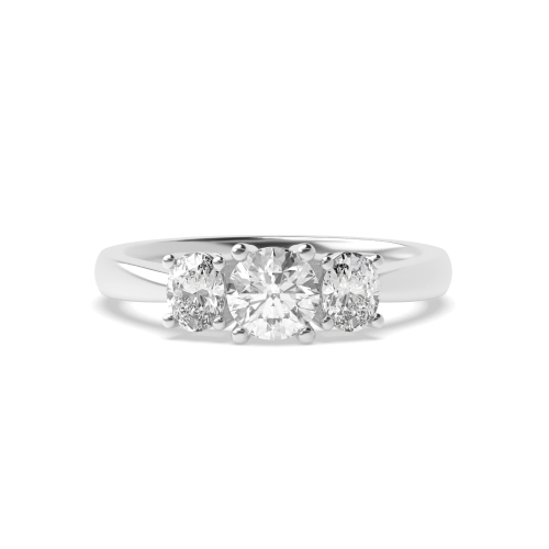4 Prong Oval/Round Royale triad Trilogy Engagement Rings