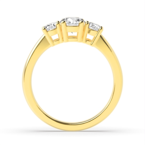4 Prong Oval/Round Yellow Gold Royale triad Trilogy Engagement Rings