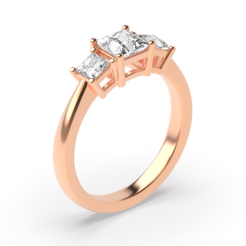 4 Prong Princess Rose Gold Opulence triad Trilogy Engagement Rings