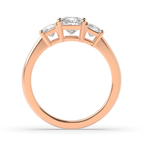 4 Prong Princess Rose Gold Opulence triad Trilogy Engagement Rings