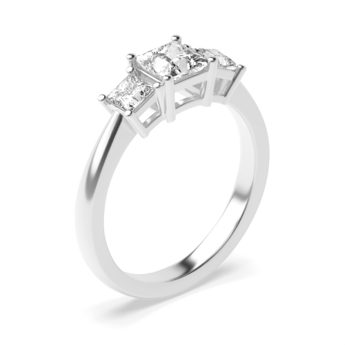 4 Prong Princess Opulence triad Lab Grown Diamond Trilogy Engagement Rings