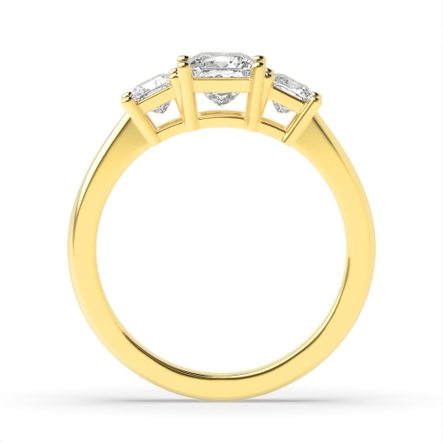 4 Prong Princess Yellow Gold Opulence triad Trilogy Engagement Rings