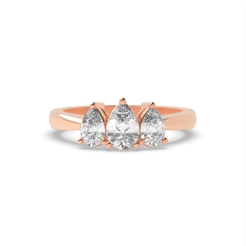 Prong Pear Rose Gold Crossover claws triad Trilogy Engagement Rings