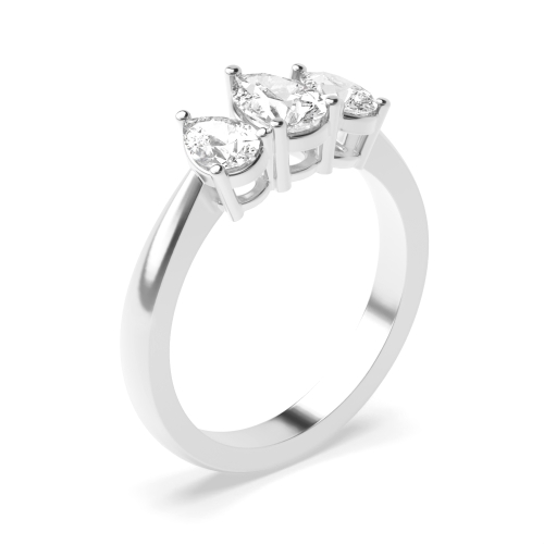 Prong Pear Crossover claws triad Lab Grown Diamond Trilogy Engagement Rings