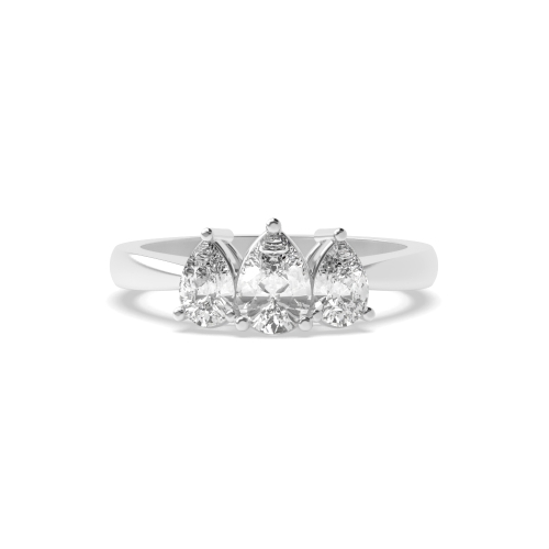 Prong Pear Crossover claws triad Lab Grown Diamond Trilogy Engagement Rings