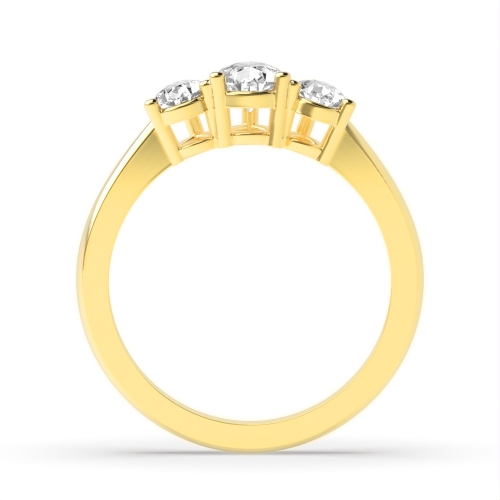 Prong Pear Yellow Gold Crossover claws triad Trilogy Engagement Rings