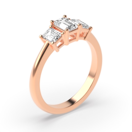 Buy 4 Prong Setting Emerald Trilogy Diamond Ring - Abelini