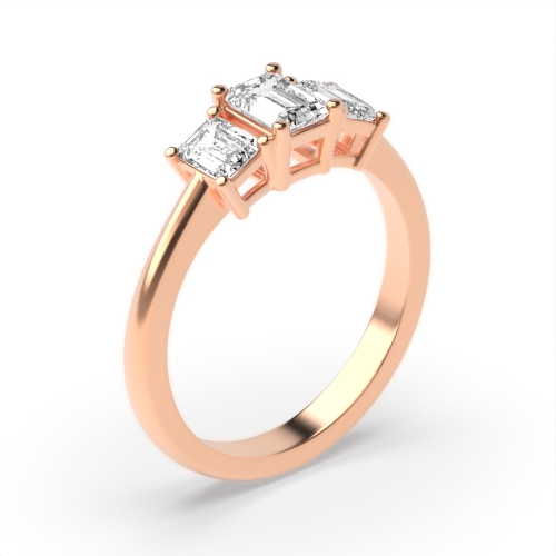 4 Prong Emerald Rose Gold Legacy triad Trilogy Engagement Rings