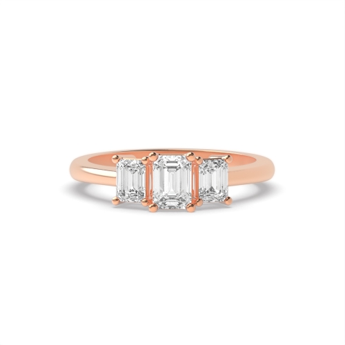 4 Prong Emerald Rose Gold Legacy triad Trilogy Engagement Rings