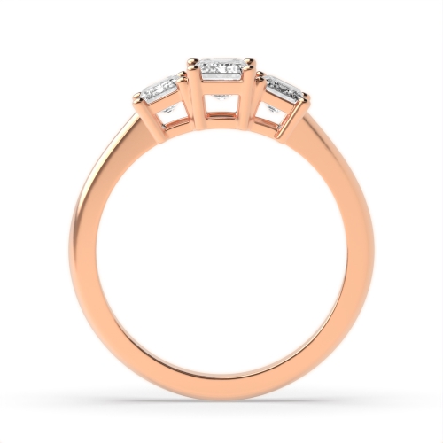 4 Prong Emerald Rose Gold Legacy triad Trilogy Engagement Rings