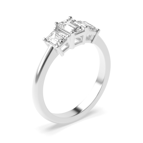 4 Prong Emerald Legacy triad Moissanite Engagement Rings