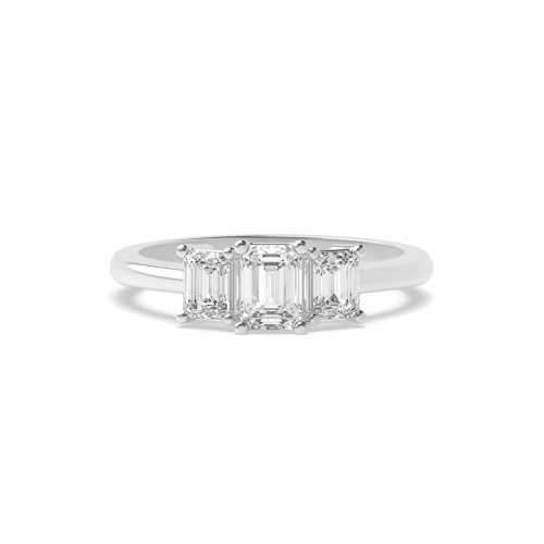 4 Prong Emerald Legacy triad Moissanite Engagement Rings