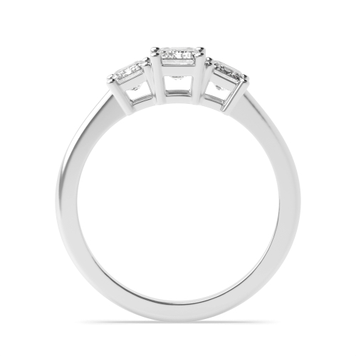 4 Prong Emerald Legacy triad Moissanite Engagement Rings