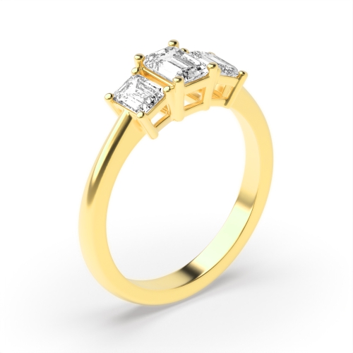 4 Prong Emerald Yellow Gold Legacy triad Engagement Rings