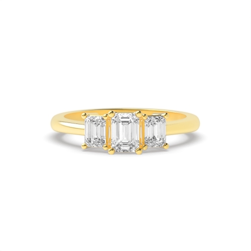 4 Prong Emerald Yellow Gold Legacy triad Engagement Rings