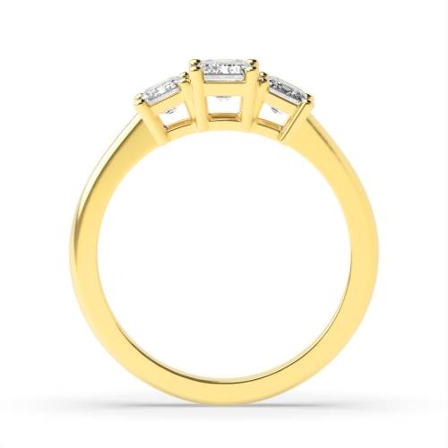 4 Prong Emerald Yellow Gold Legacy triad Engagement Rings
