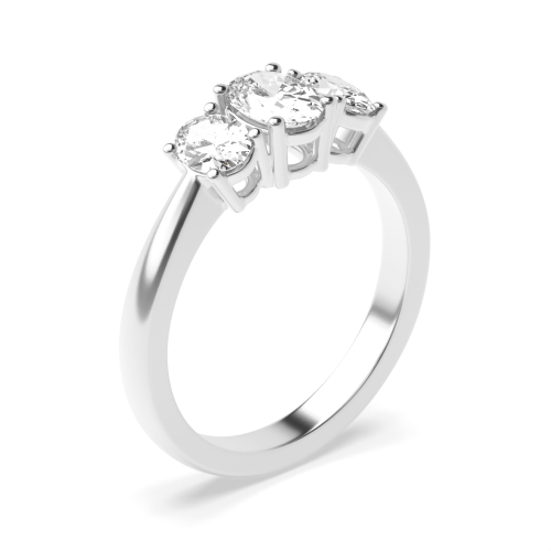 4 Prong Oval Platinum Trilogy Engagement Rings