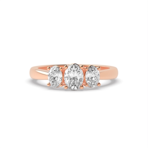 4 Prong Oval Rose Gold Opulence triad Trilogy Engagement Rings