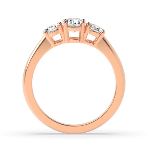 4 Prong Oval Rose Gold Opulence triad Trilogy Engagement Rings