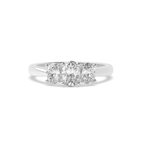 4 Prong Oval Opulence triad Lab Grown Diamond Trilogy Engagement Rings