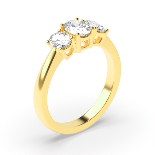 4 Prong Oval Yellow Gold Opulence triad Trilogy Engagement Rings