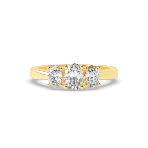 4 Prong Oval Yellow Gold Opulence triad Trilogy Engagement Rings