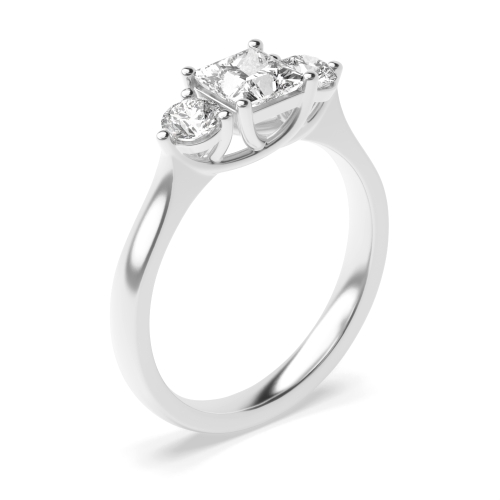 prong setting round and princess trilogy diamond engagement ring