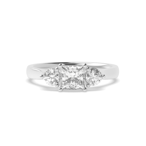 4 Prong Princess/Round Heirloom triad Trilogy Engagement Rings