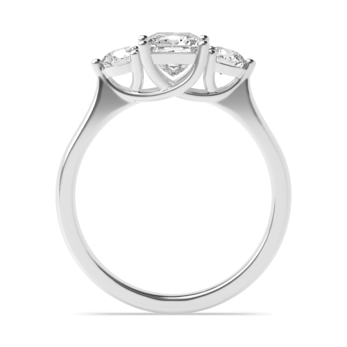 4 Prong Princess/Round Heirloom triad Trilogy Engagement Rings