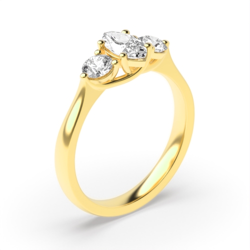 prong setting marquise and round trilogy diamond engagement ring