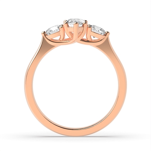 6 Prong Marquise/Round Rose Gold Symphony triad Trilogy Engagement Rings