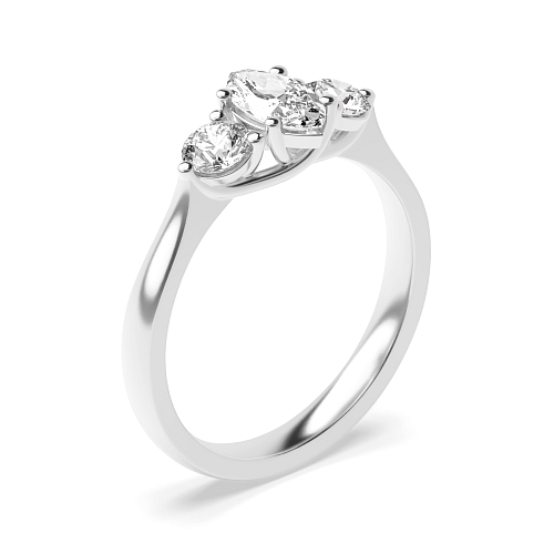 4 Prong Marquise/Round Symphony Triad Trilogy Diamond Ring