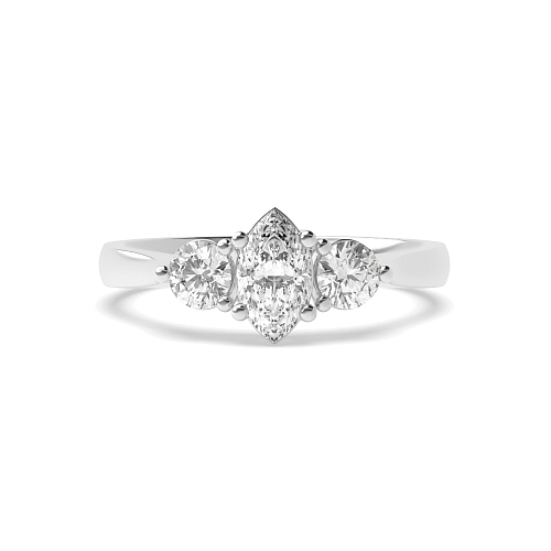 4 Prong Marquise/Round Symphony Triad Trilogy Diamond Ring