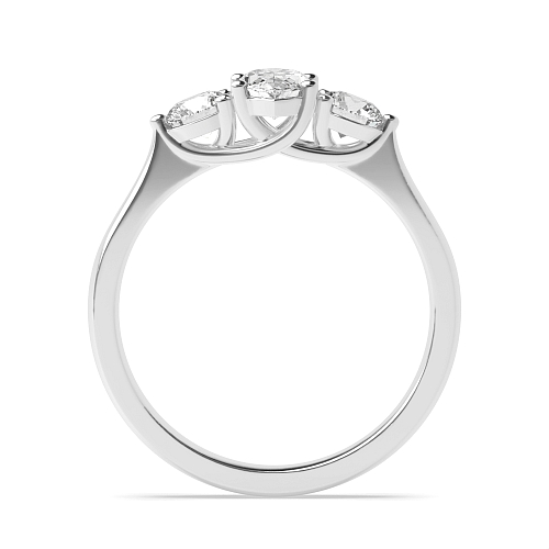 4 Prong Marquise/Round Symphony Triad Trilogy Diamond Ring