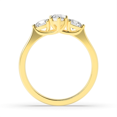 6 Prong Marquise/Round Yellow Gold Symphony triad Trilogy Engagement Rings