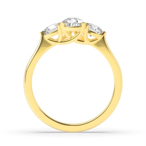 3 Prong Round/Pear Yellow Gold Harmony triad Trilogy Engagement Rings